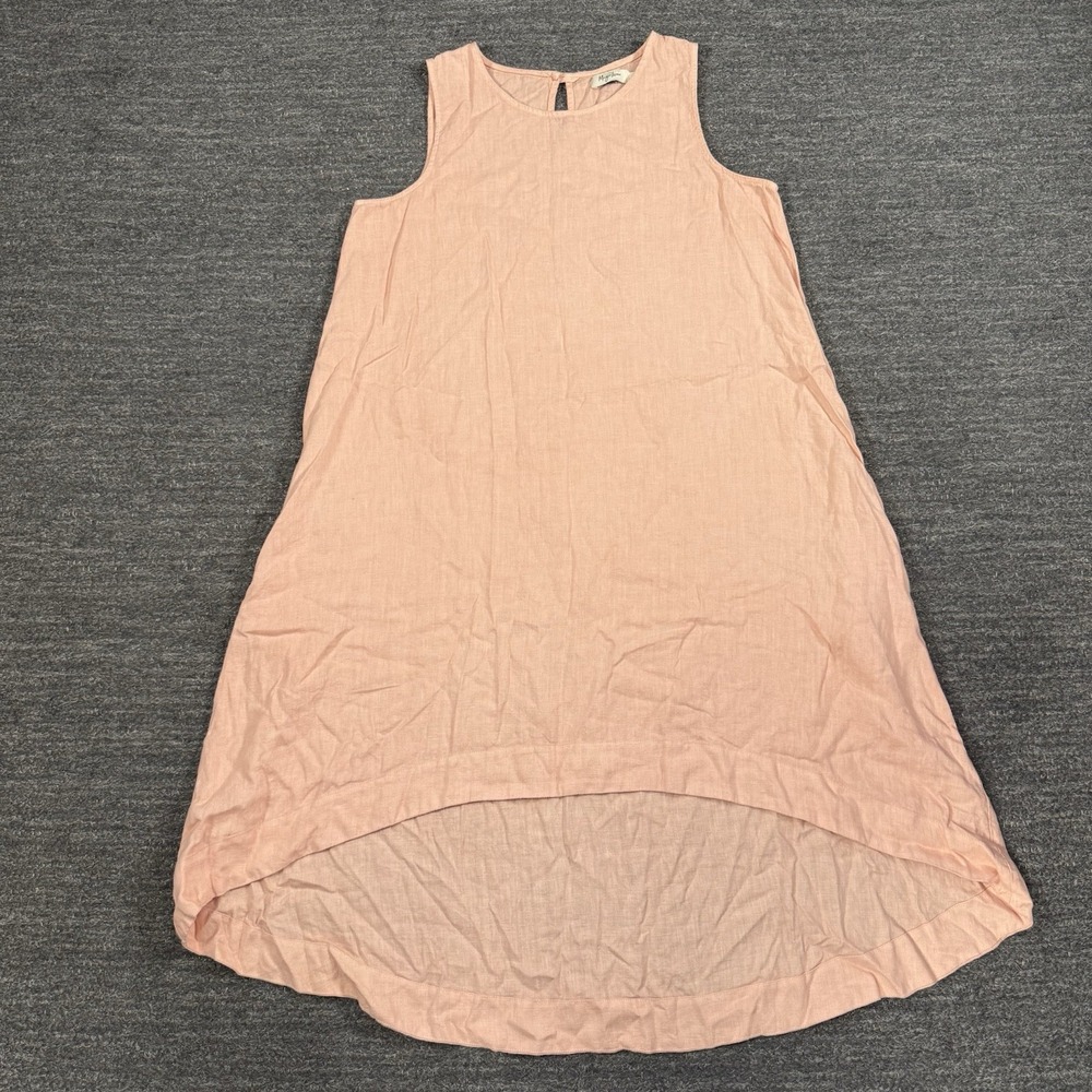 Magic Linen Royal Toscana High Low Sleeveless Midi Dress Women Medium Pink Boho